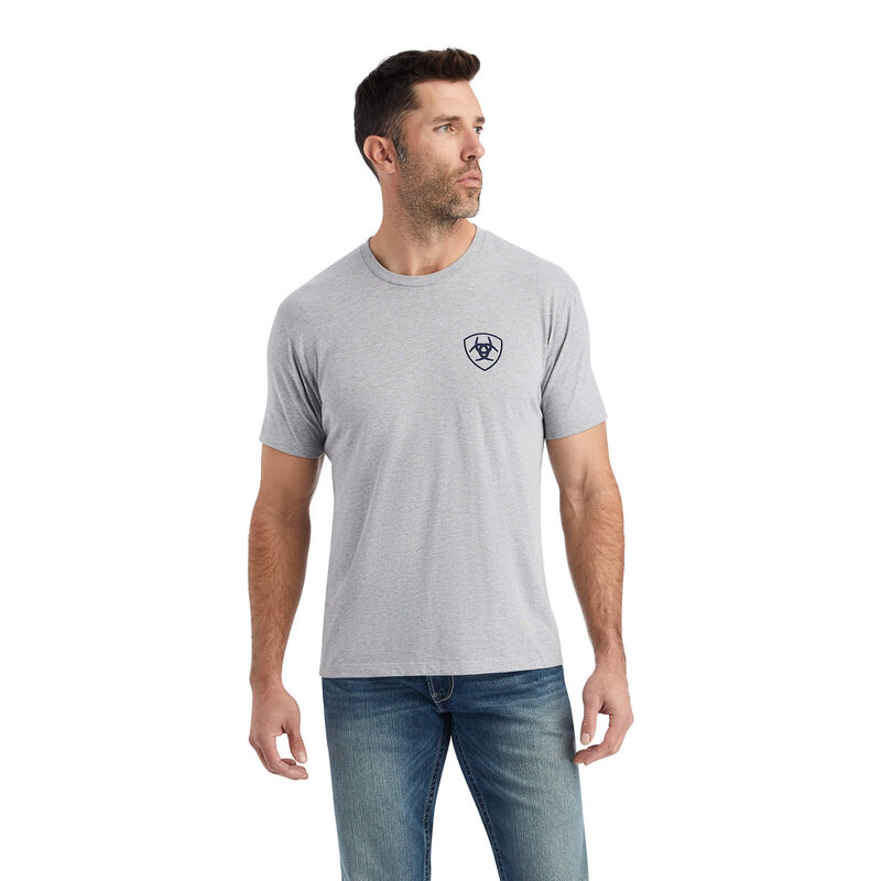 Camisetas Ariat Lucky Horseshoe Gris Hombre - Chile 164-ERBQLF